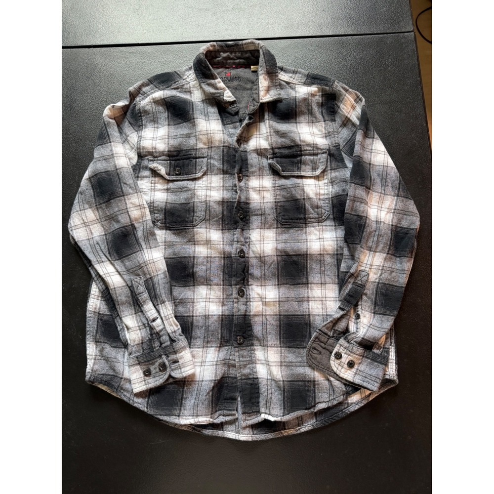 Woolrich Mens Plaid Flannel Button Down Shirt Black White Grey HMT06875 Size M